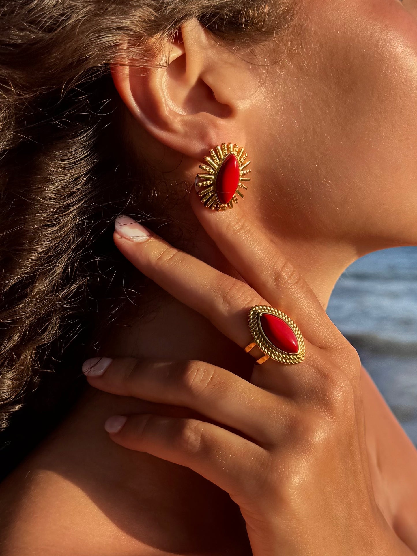 Marquise Cut Red Ring
