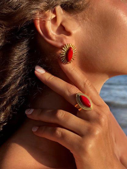 Marquise Cut Red Ring
